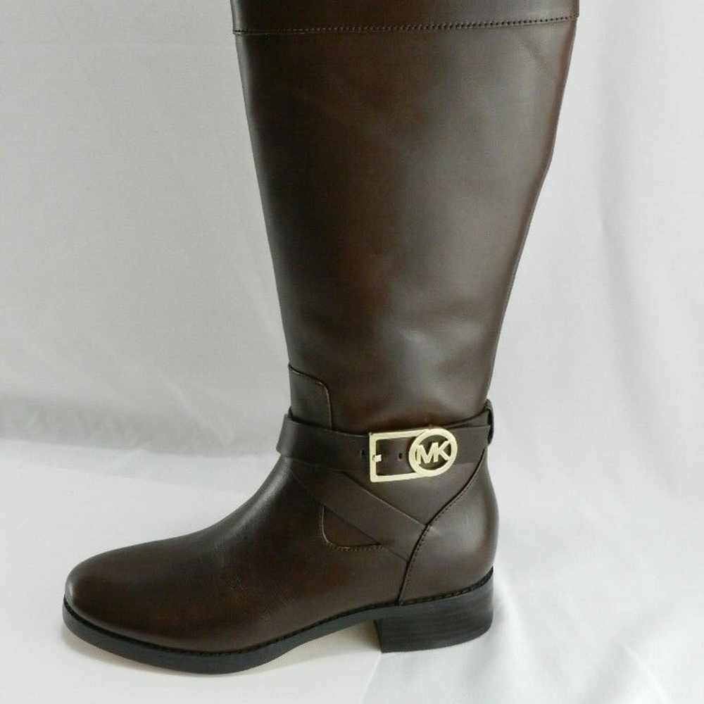 Michael Kors Brown low heel knee high Riding leather Boots size 5.5 - Picture 3 of 5